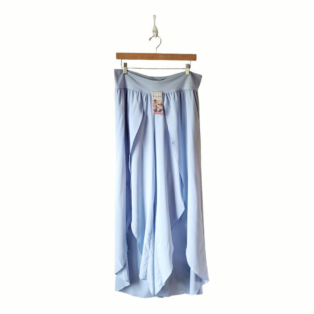 High Waisted Back Waistband Pocket Palazzo Flowy‎ Split Wide Leg Casual Pants XL - Picture 4 of 11